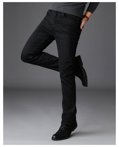 Pantalones Vaqueros Negros Slim Fit Elásticos para Hombre - Estilo Coreano Moderno - Image 8