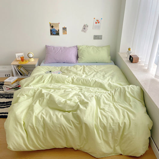 Juego de Cama Algodón Puro Lavado Estilo Japonés - Funda Nórdica y Sábanas Lisos - Image 28