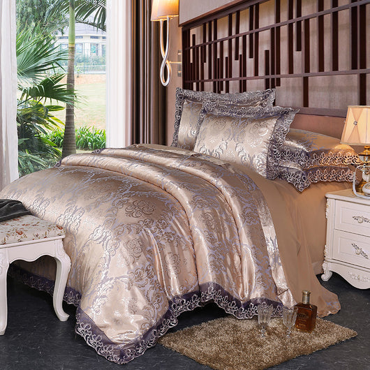 Juego de Cama 4 Piezas Algodón Puro con Diseño Jacquard Satinado Europeo - Image 11