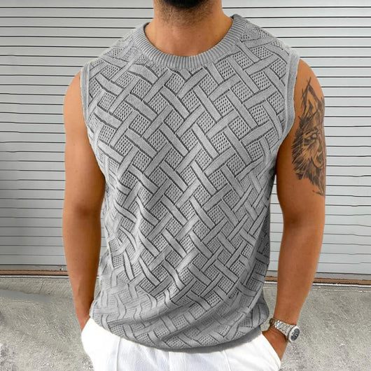 Chaleco Tejido Cuello Redondo para Hombre con Calado Primavera-Verano - Image 15
