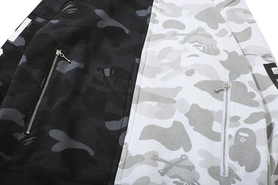 Sudadera de Polar con Estampado Calavera Camuflaje Blanco y Negro - Image 8