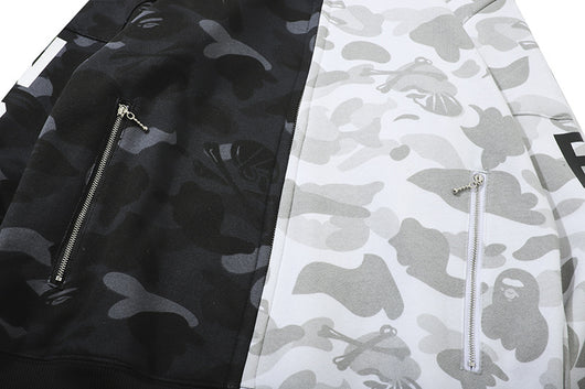 Sudadera de Polar con Estampado Calavera Camuflaje Blanco y Negro - Image 8