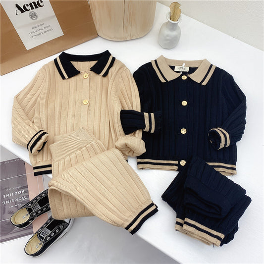 Conjunto de Dos Piezas Tejido para Niña - Suéter Infantil Elegante