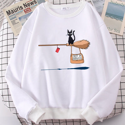 Suéter Holgado Halloween con Estampado de Gato y Letras - Cuello Redondo - Image 11