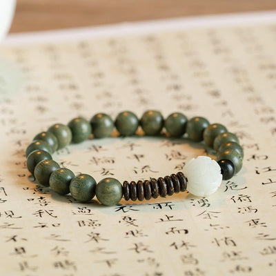 Pulsera Budista de Sándalo Verde y Loto Bodhi Blanco - Estilo Étnico - Image 9