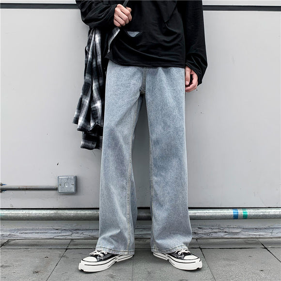 Pantalones Vaqueros Hombre Estilo Coreano Rectos Sueltos