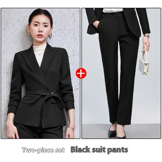 Traje Ejecutivo Femenino con Camisa de Cuello Solapa y Pantalón - Image 6