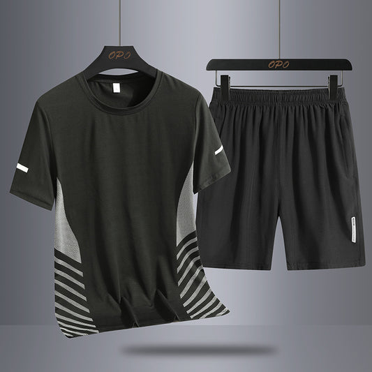 Conjunto Deportivo de Verano para Hombre - Camiseta y Shorts en Seda de Hielo Secado Rápido