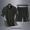 Conjunto Esportivo Masculino de Verão - Camiseta e Shorts em Seda Gelo de Secagem Rápida