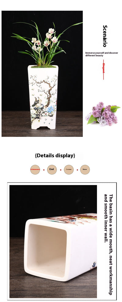 Maceta Cuadrada de Cerámica Esmaltada Púrpura con Diseño Moderno para Plantas - Image 17