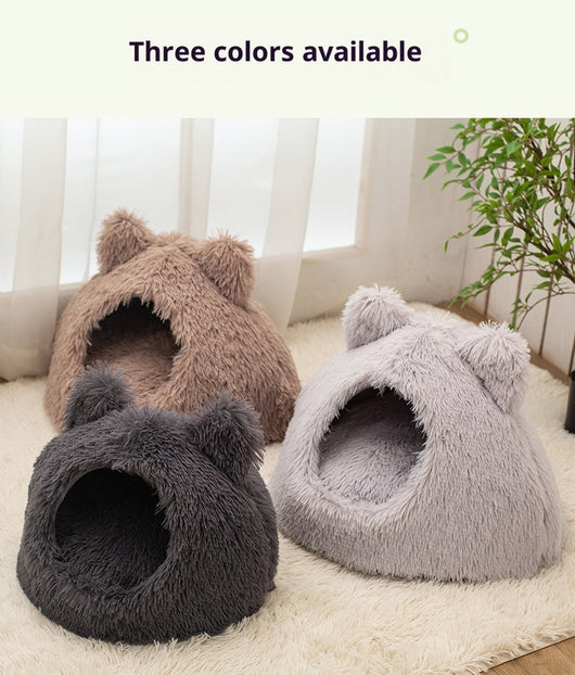 Cama Cálida Semiencerrada para Gatos con Peluche Suave - Image 24