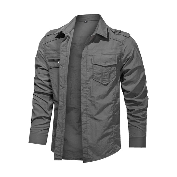 Camisa de Trabajo Multibolsillos Secado Rápido Hombre Manga Larga Otoño