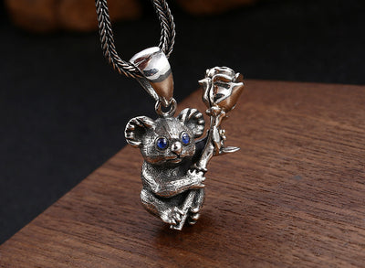 Collar de Plata Esterlina con Diseño de Koala y Flor de Rosa para Hombre y Mujer - Image 8