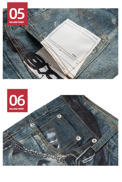 Pantalones Rectos Vintage Lavado Desgastado Unisex - Image 14