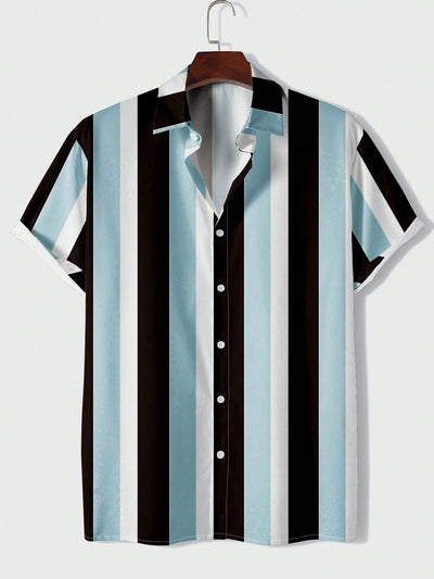 Camisa Casual de Hombre con Rayas Estampadas - Image 13