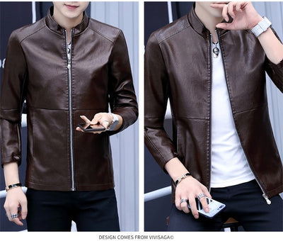 Chaqueta de Cuero PU para Motocicleta con Cuello de Pie Hombre - Image 7