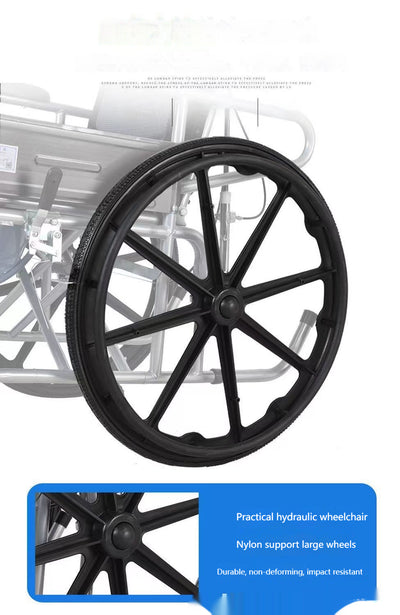 Silla de Ruedas Plegable Ligera con Inodoro Integrado para Adultos Mayores - Image 7