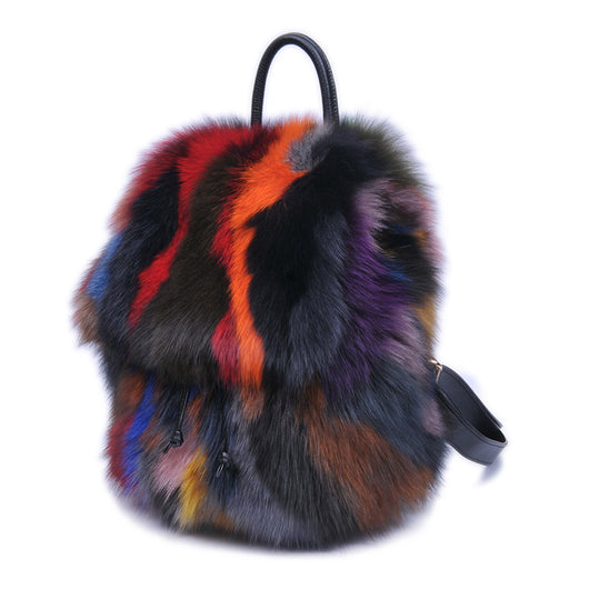 Mochila Casual de Piel con Pelaje de Zorro Auténtico - Image 17