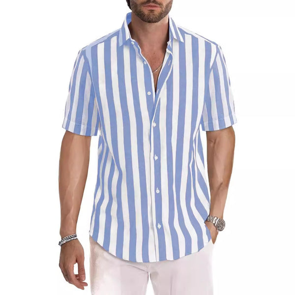 Camisa de Playa Hombre Rayas Tejidas - Estilo Casual Europeo Verano