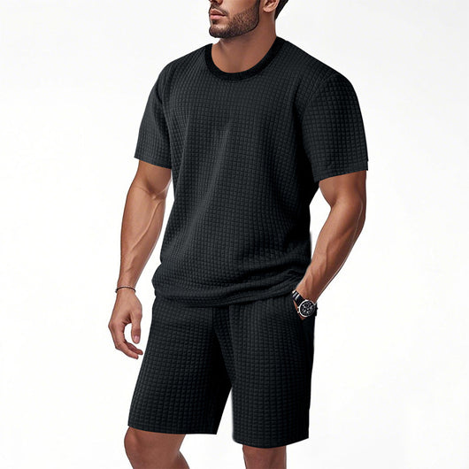 Conjunto Retro Casual para Hombre - Camiseta Cuello Redondo Manga Corta - Image 9