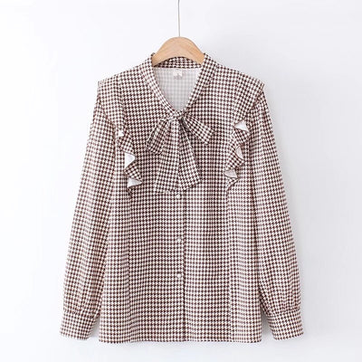 Camisa Retro Cuadros Houndstooth Talla Grande para Mujer - Image 2