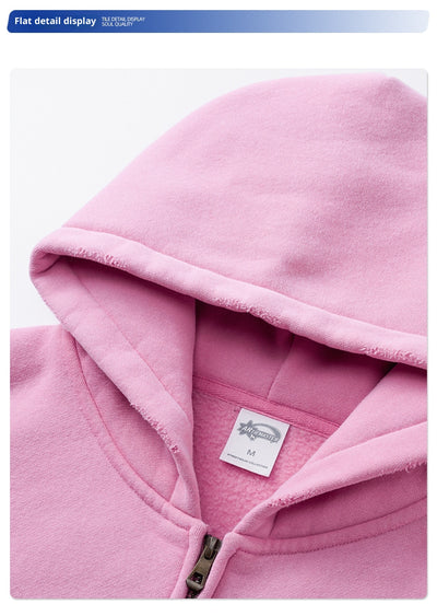Men's pink washed full-zip hooded jacket and matching sweatpants set, featuring a relaxed fit and drawstring details. - Image 22