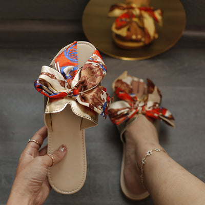 Pantuflas Cómodas de Suela Plana y Moño Sólido para Exterior - Image 4