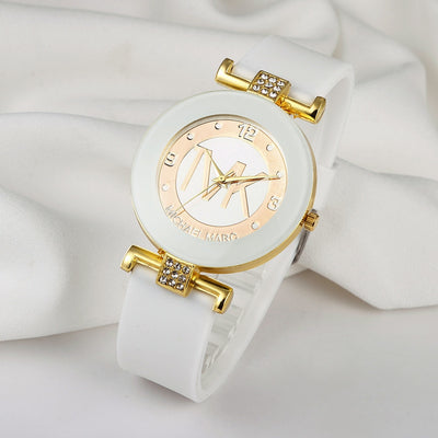 Reloj de Mujer con Correa de Silicona Diamantada y Movimiento de Cuarzo - Image 14