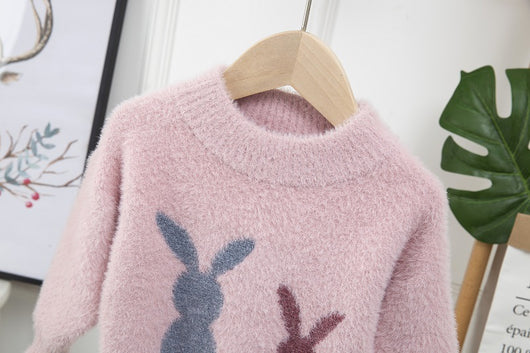 Suéter Infantil de Terciopelo Suave con Conejos - Manga Larga Cuello Redondo - Image 16