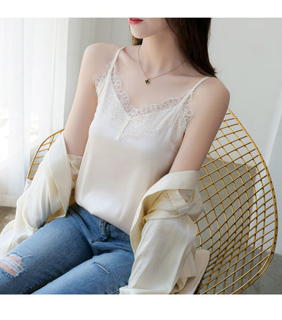 Camisola de Encaje para Pestañas en Seda Satinada para Mujer - Image 14