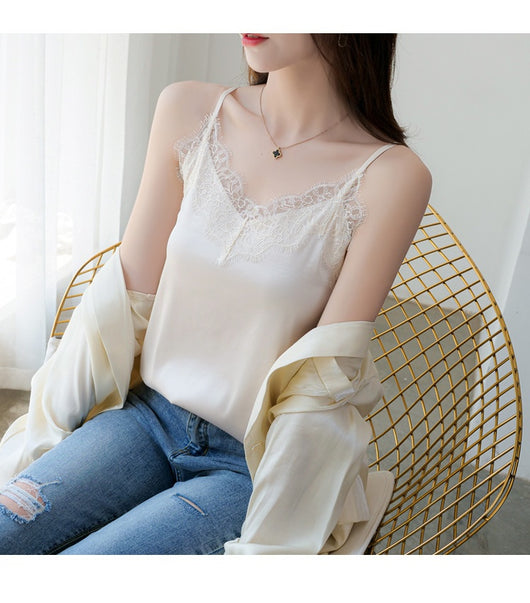 Camisola de Encaje para Pestañas en Seda Satinada para Mujer - Image 14