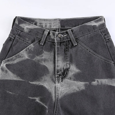 Jeans Rectos Tie Dye para Mujer con Drapeado Moderno - Image 12