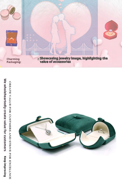 Caja de Anillos Doble con Flanela Verde Oscuro Ultra Suave - Image 18