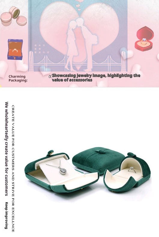 Caja de Anillos Doble con Flanela Verde Oscuro Ultra Suave - Image 18