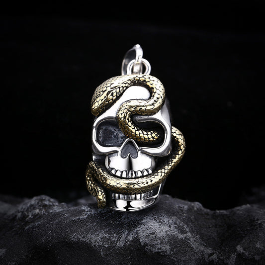Dije Calavera Serpiente Plata Esterlina - Estilo Personalidad Masculina