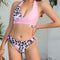 Traje de Baño Dos Piezas con Estampado Tropical Leopardo para Mujer