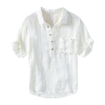 Camisa Manga Corta Hombre Algodón y Lino - Verano Fresco y Cómodo - Image 7