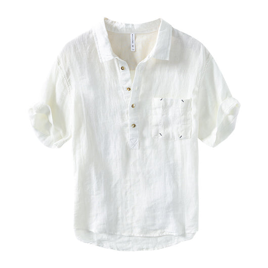 Camisa Manga Corta Hombre Algodón y Lino - Verano Fresco y Cómodo - Image 7