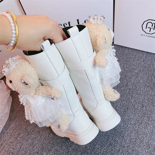Botas de Cuero con Diseño de Osito para Niñas - Image 15