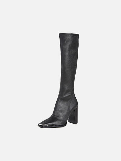 Botas Altas de Cuero con Tacón Robusto y Silueta Ajustada - Image 7