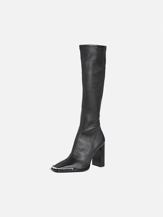 Botas Altas de Cuero con Tacón Robusto y Silueta Ajustada - Image 7