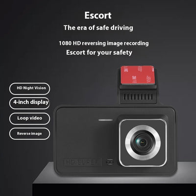 Cámara Dashcam Dual HD con Visión Nocturna y Pantalla 4 Pulgadas