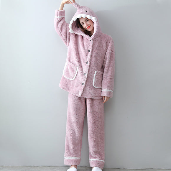 Pijama de Dos Piezas en Fleece Coral