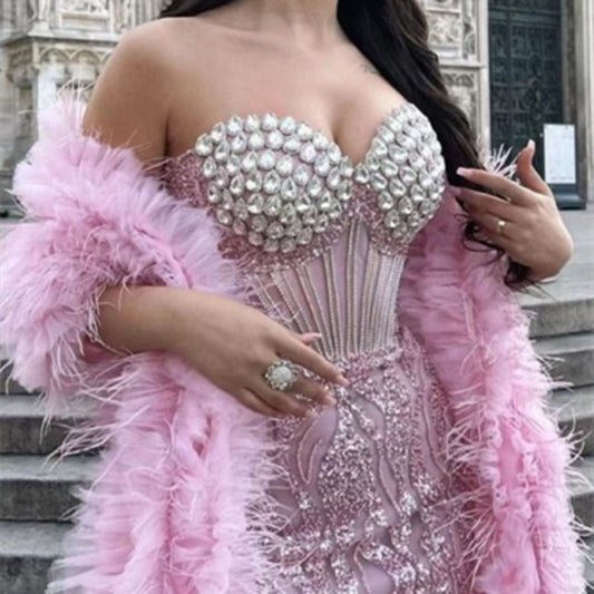 Vestido Tubo Brillante con Lentejuelas y Bordados para Mujer