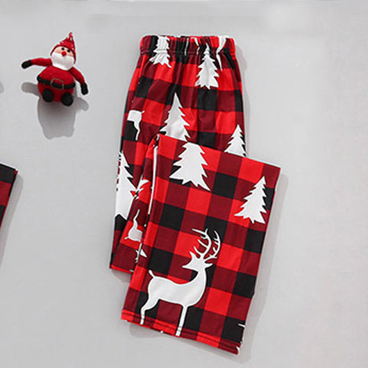 Matching family Christmas pajamas in red and black buffalo plaid with a vintage car, snowman, and 'Merry Christmas' graphic. - Image 8