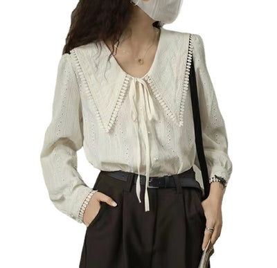 Blusa Primavera Cuello Italiano Puntiagudo para Mujer - Image 5