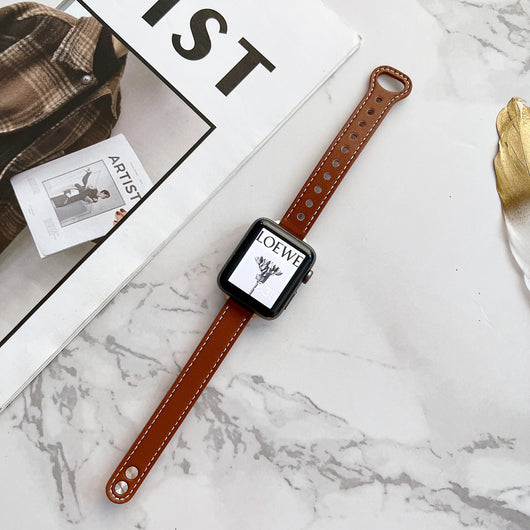Correa de Cuero Barbour para Apple Watch 7 - Modelo Delgado de Doble Pasador - Image 5