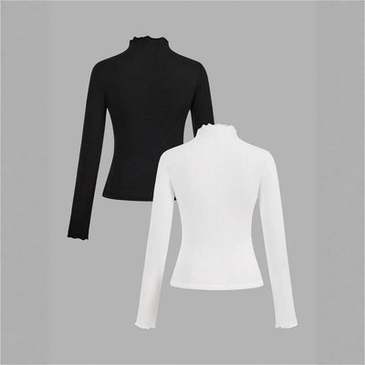 Blusa Ajustada de Punto con Volantes