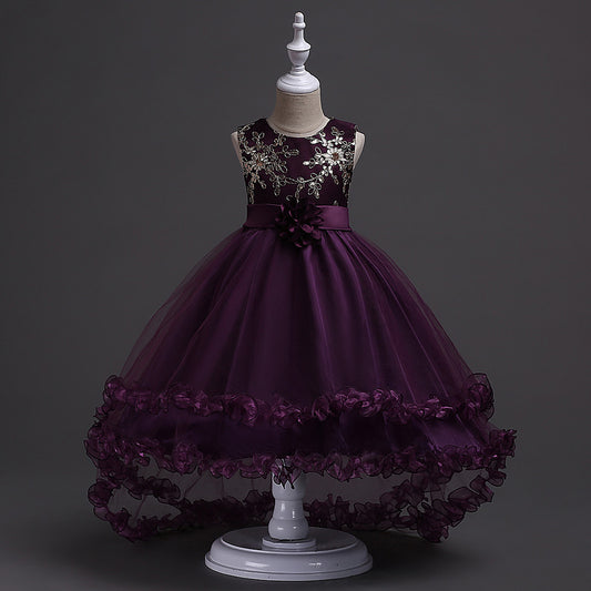 Vestido de Princesa Floral para Niña con Lentejuelas y Bordados