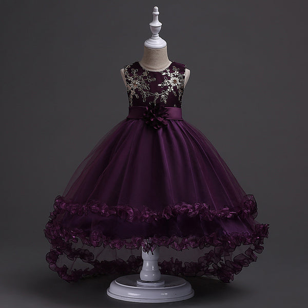 Vestido de Princesa Floral para Niña con Lentejuelas y Bordados